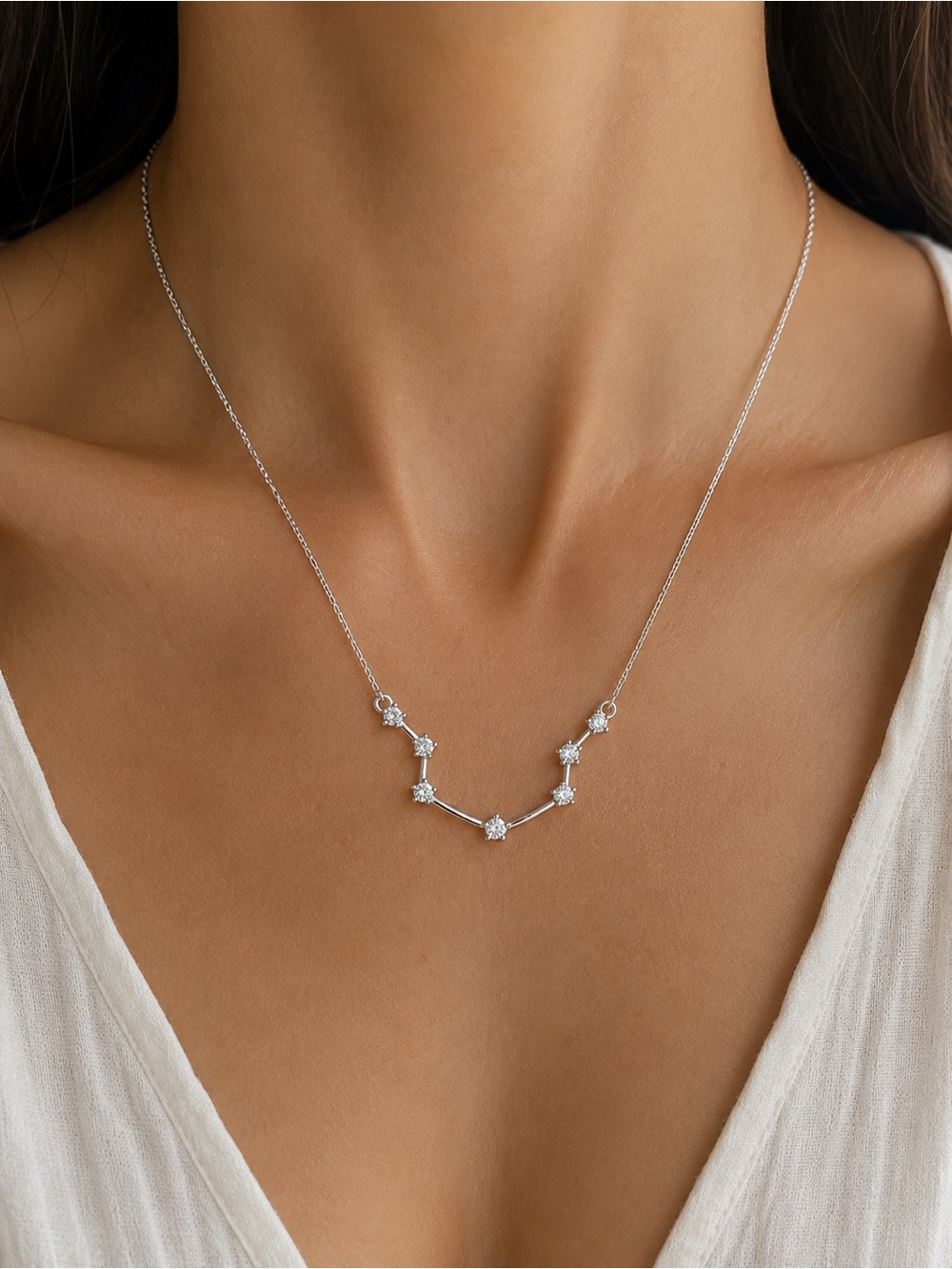 Aquarius Rhinestone Constellation Astrological Necklace